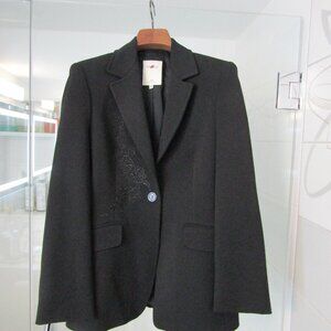 VERTIGO Black Embroidered Blazer Jacket Coat-Lined---Size Medium--Excellent